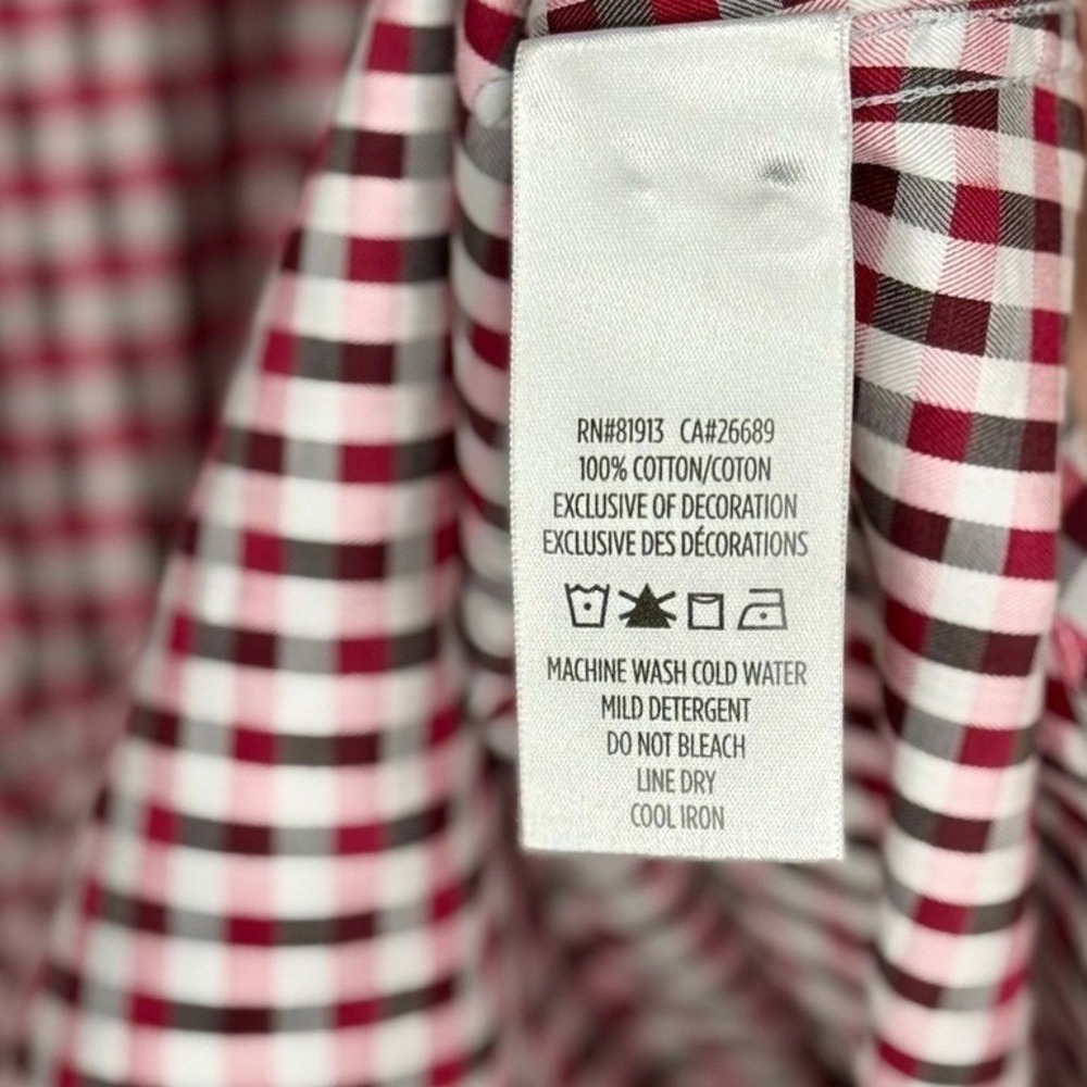 Robert Graham Mens 2XL Classic Fit Gingham Button Down Shirt Red Black White - Picture 3 of 7